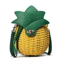 Women Pine Handbags Straw Weave Designer Female Shoulder Bags Ladies Fashion Clu - £23.08 GBP