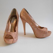 Steve Madden Cycile Shoes Rhinestone Bling Rose Gold Platform Heels Size 10 - £31.01 GBP