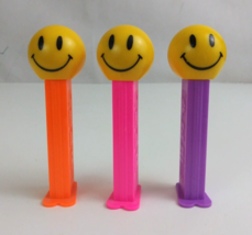 Vintage 2000 Lot of 3 Happy Face Emoji Pez Dispensers Orange, Pink, Purple (B) - £7.60 GBP