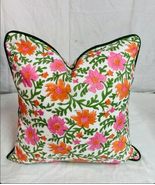 100% Cotton Throw Pillow Covers 18x18 Inch, Set of 2 Green Block Print P... - €35,83 EUR