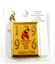 Atlanta 1996 Summer Olympics 100 Centennial Torch Stars Gold Tone Enamel Pin VTG - £9.71 GBP