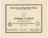 4 South Carolina High School League 1952 Award Certificates Natural Scie... - $27.72