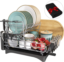 Dish Drying Rack 2 Tier Large Dish Rack And Drainboard Set With Swivel Spout NEW - £54.18 GBP