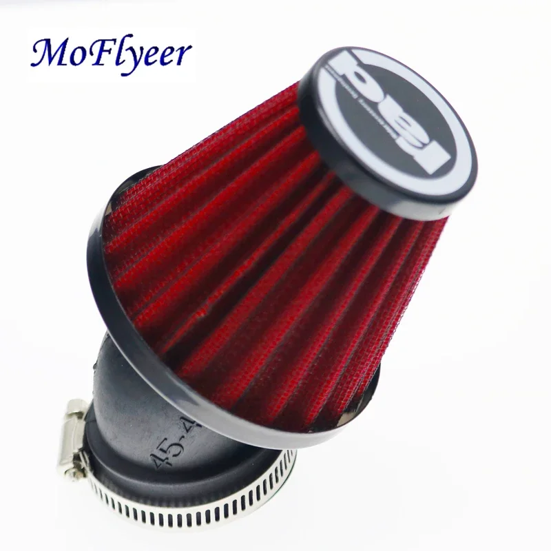 MoFlyeer Motorcycle Air Filter 28mm 38mm 42mm 48mm Cleaner Clamp-on 45 Degree - £10.85 GBP+