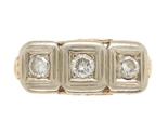 14k Yellow Gold Three Stone Genuine Natural Diamond FIligree Ring (#J6625) - $1,019.70