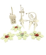 10 Porcelain Musical Instruments House Icicles Snowflakes Ornaments Whit... - $23.75