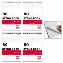 4 Steno Notebooks 6&quot;X9&quot; White 80 Sheets Ea Notepad Gregg Ruled Perforate... - $36.99