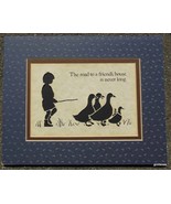 Vintage Lasar Cut Scissor Art Boy with Geese Matted 8 x 10&quot; Figi Graphics - £13.23 GBP