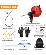 10-In-1 Drain Clog Kit 25FT Drain Auger Snake Tool Plumbing Grabber Hair... - $35.59