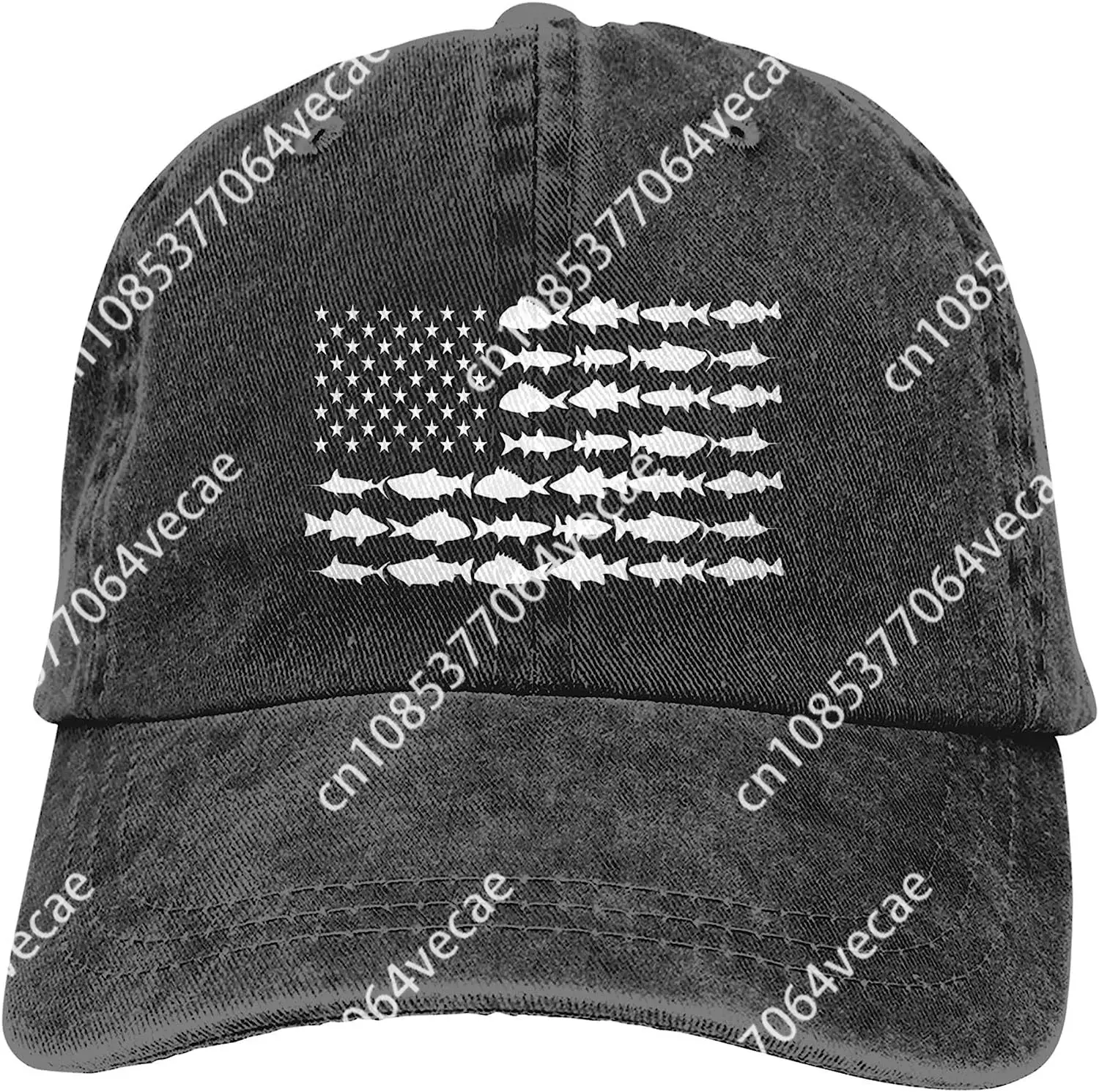 Hot Fashion Casual Funny Baseball Cap Dad Hat - American Fish Flag Adjustable - £14.16 GBP
