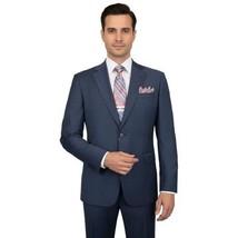 Men Suit BERLUSCONI Turkey 100% Soft Italian Wool Super 180's #Ber27 Navy Plaid image 7