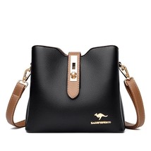 Contrast color lock bucket women&#39;s  bag   simple composite hide crossbody bags   - £158.96 GBP