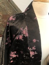 Handmade Silky Kimono Black W/Fuschia &amp; White Floral One Size Fits All - £20.92 GBP