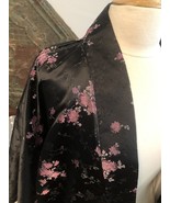 Handmade Silky Kimono Black W/Fuschia &amp; White Floral One Size Fits All - £20.56 GBP