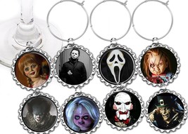 Scary horror Movies halloween  party theme wine charms markers 8 party f... - $10.84