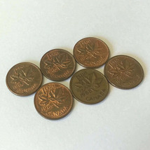 LOT of 1961 62 1963 64 65 1966 CANADA one cent  Canadian 1 PENNY copper coin - £3.15 GBP