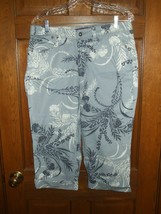 Gloria Vanderbilt Gray Floral Cotton Capri Pants - Size 10 - £13.99 GBP