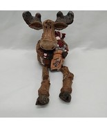 *Reglued* Christmas Holiday Moose Holding Joy Sled Sitting Figurine 4&quot; - $131.16 MXN