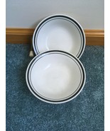 GIBSON SOUP OR CEREAL BOWL WHITE WITH BLACK RINGS 6 3/8&quot; SET OF 2 - £9.18 GBP