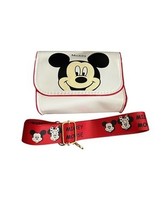 Disney Micky Mouse White Patent Leather Mini Crossbody Bag with Strap Red - $14.86