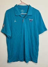 Charlotte Hornets Polo Shirt Nike Jordan Mens Large Blue Teal NBA Coach&#39;... - $14.84
