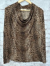 Michael Kors Cheetah Leopard Animal Print Long Sleeve Women’s Shirt M - $291.89 MXN