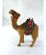 Vtg Olive Wood Nativity Camel with Red Saddle 6&quot; Hand Carved in the Holy... - $20.78