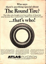 1966 Atlas Plycron &quot;The Round Tire&quot; Tire Promo Photo Vintage Print Ad no... - $24.11