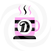 Cup Letter Pink D 100-Digital ClipArt-Monogram-Art Clip-Gift Tag-Tshirt-Cup-Note - £1.00 GBP