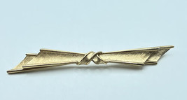 Vintage Crown Trifari Bow Brooch, Gold Tone Long Skinny Bow Brooch - £11.82 GBP