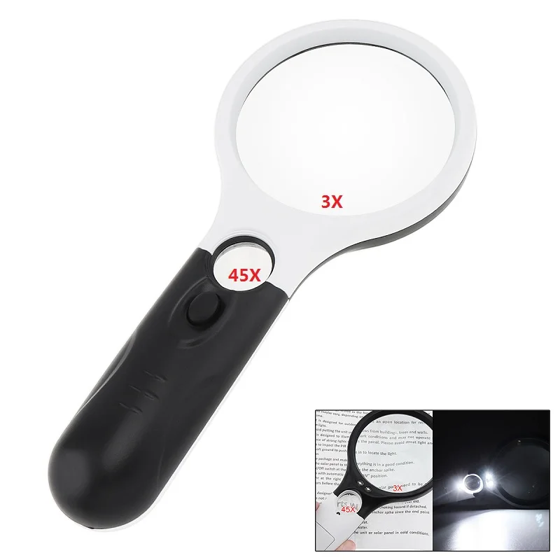 Handheld 3X 45X Illuminated Magnifier Microscope Magnifying Gl Aid Reading for S - £205.57 GBP
