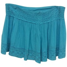 NWT Womens Size Medium LF Stores Emma &amp; Sam Turquoise Crochet Trim Mini Skirt - £18.00 GBP