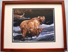 River Babies Luke Frazier Matted Prints Grizzly Bears - £58.14 GBP