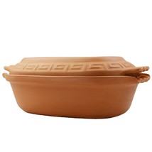 Large Cooking Clay Terracotta pot with lid 40 x 27 cm - £59.02 GBP