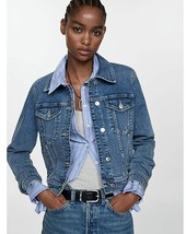 MANGO Denim Vicky Medium Blue Wash Denim Jacket UK Extra Small XS (WB1 -12) - £48.17 GBP