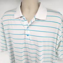 Peter Millar Summer Comfort Polo Shirt Size XL White Blue Striped Golf - $27.67