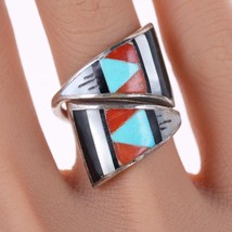 sz6 Vintage Zuni silver CM Booqua Inlay ring - $84.15