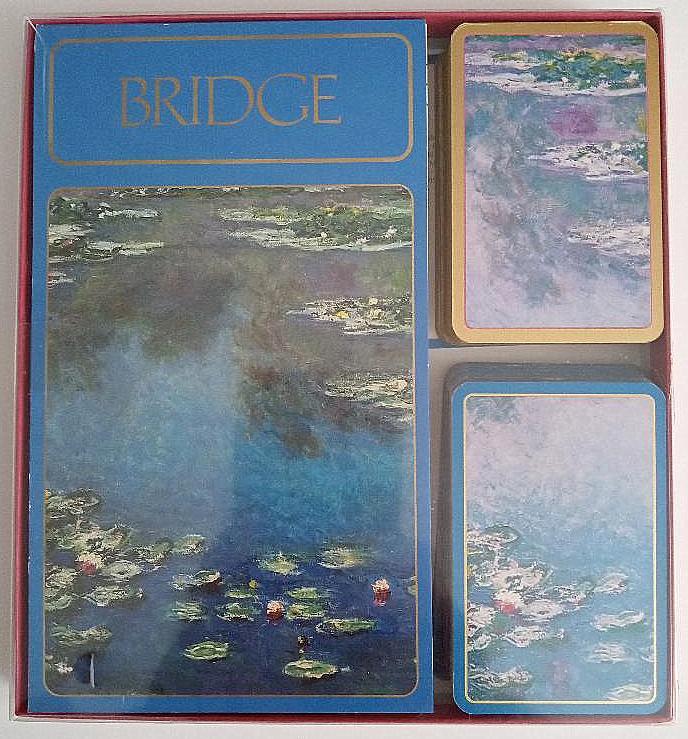 Bridge Ensemble Gift Set Double Deck of Cards and Score Pad Water Lillies Art