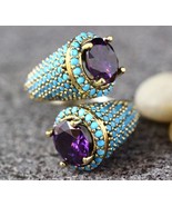 Unique and Stunning Amethyst and Turquoise Ring- Size 9! - £11.80 GBP