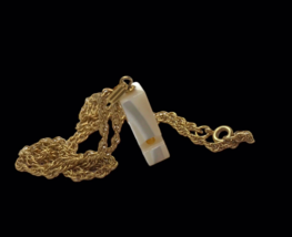 Vintage Whistle Pendant Necklace Mini MOP Shell minimalist retro - £15.91 GBP