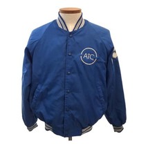 Letterman Varsity Jacket Blue Nylon AIC Men&#39;s Large Hartwell Vintage &#39;80... - $23.03