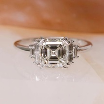 Asscher Cut Moissanite Ring, 2.00CT Soliter Engagement Ring, Wedding Ring - £79.12 GBP