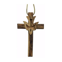 Earthwood 3.5 in. Olive Wood-Cross with Dove Ornament - $21.62