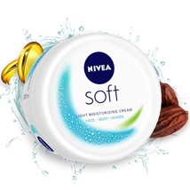 Nivea Soft Light Moisturizer Cream Vitamin E &amp;Jojoba Oil Face Hands &amp; Bo... - £16.88 GBP