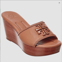 Tory Burch Sz 5 Lowell 2 Wedge Slide Sandals Royal Tan Leather Platform ... - $138.59