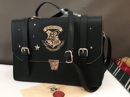 Harry Potter Back Leather Shoulder Hogwarts Messenger Bag 30 21 10cm BLACK - $125.54