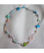 Vintage glass beaded necklace, vibrant and chic, 15&#39; inches, - $665.26 MXN