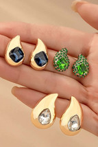 Trio teardrop earrings with rhinestones - £11.22 GBP