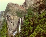 Vtg Postcard 1940s Linen Postcard Bridal Veil Falls Yosemite National Pa... - £4.23 GBP