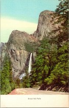 Vtg Postcard 1940s Linen Postcard Bridal Veil Falls Yosemite National Park CA  - £4.19 GBP